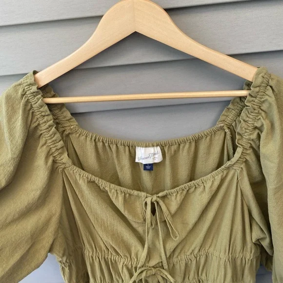 Universal Threads Puffy Sleeve Midi Green/Yellow Dress - Women’s Size L - Picture 10 of 10